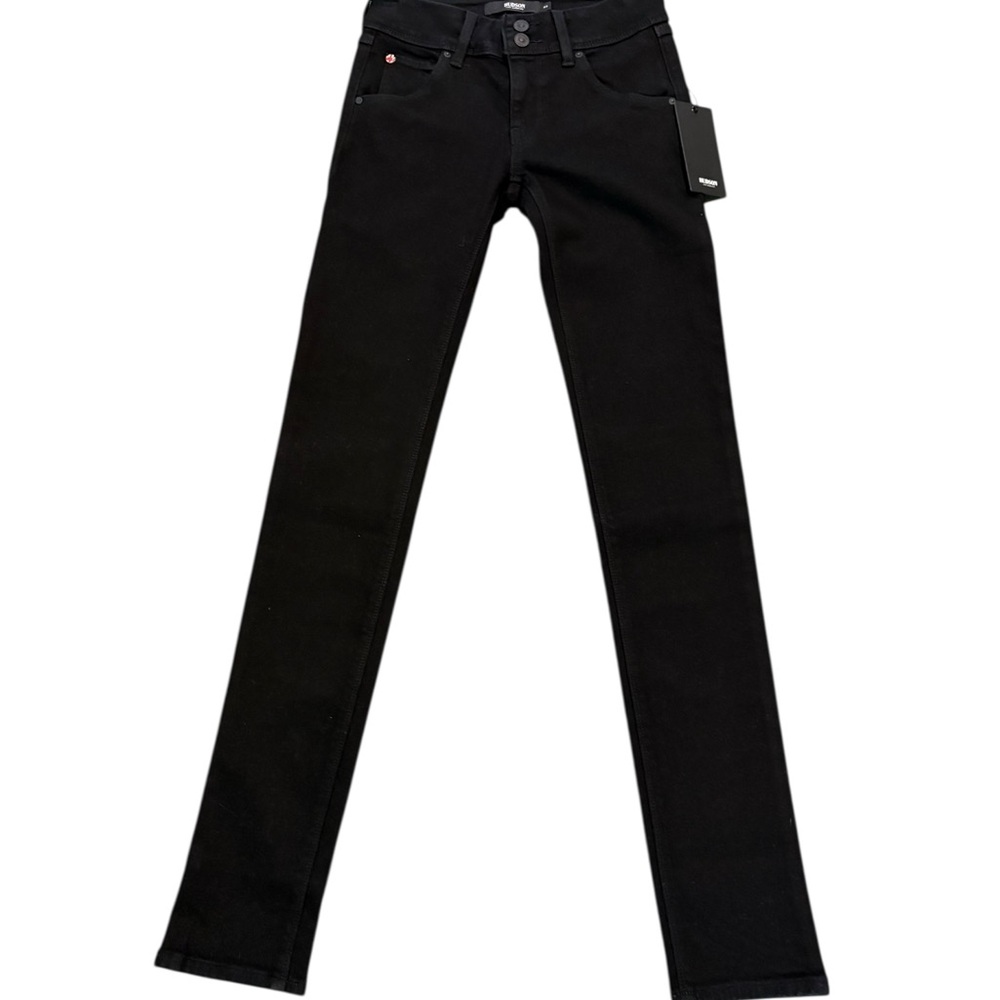 Hudson Collin Women’s Mid Rise Skinny Black Denim Jeans 23 NWT